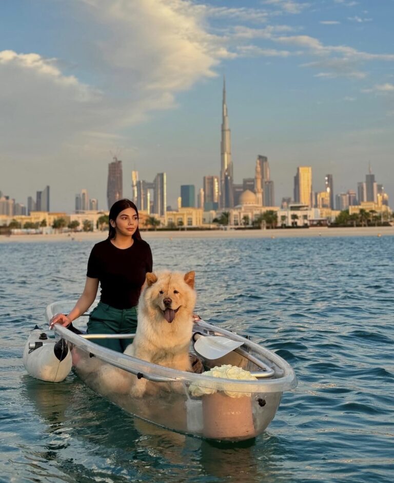 Clear kayak with burj khalifa view